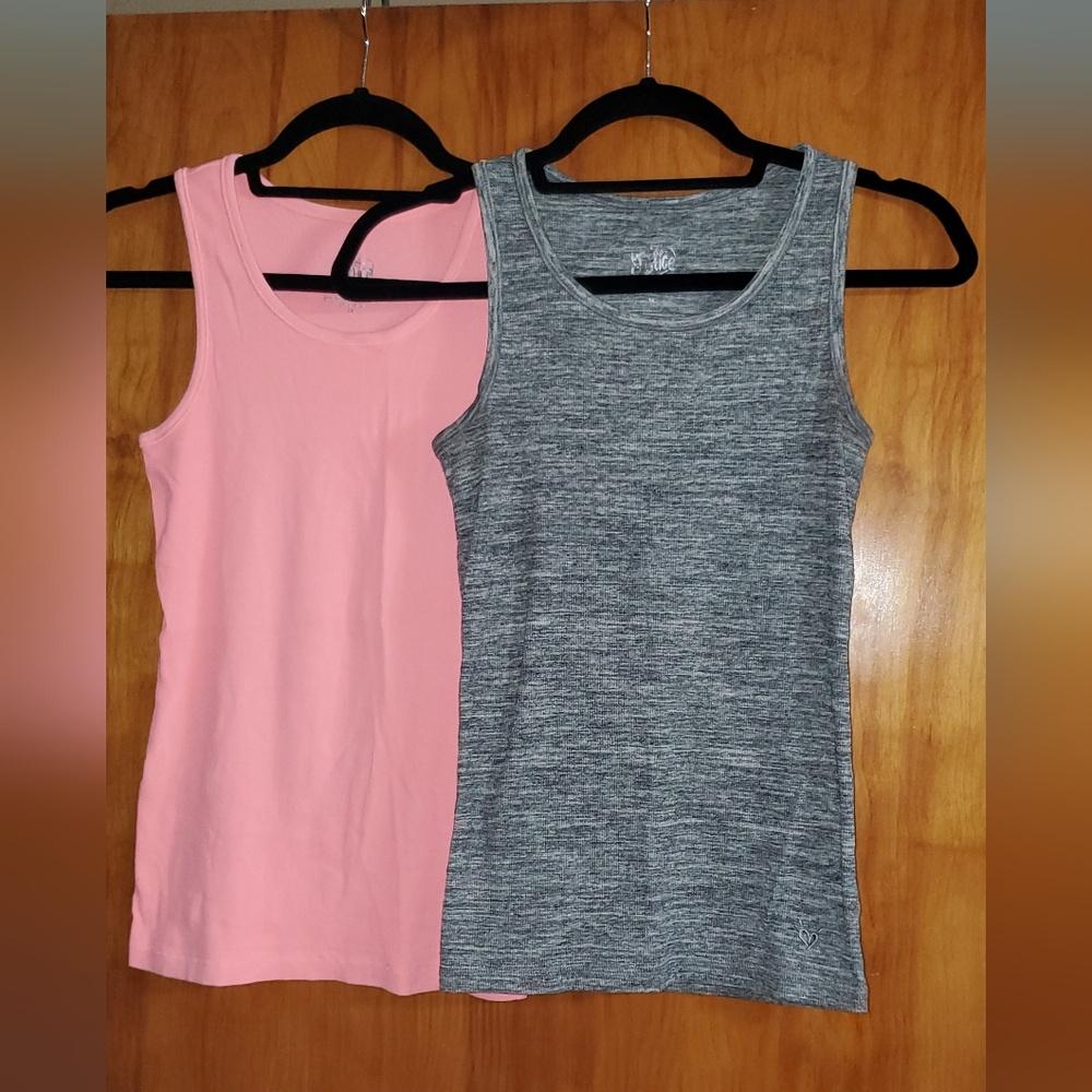 Girls Justice Brand Pink and Gray Tank Tops